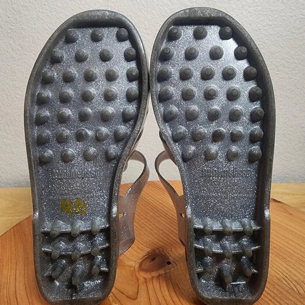 Mini Melissa Sandals Girls Size 3 Silver Glitter Jelly Fisherman Shoes 10GR23BR